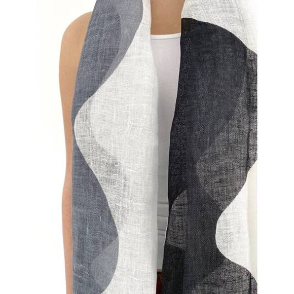 See Design Linen Scarf in Ruth Black/Grey White 5320-LSC-RTH One Size OS NEW NWT - Picture 1 of 2